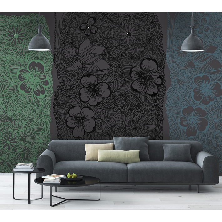 FLEURS STYLISÉES TROIS COULEURS